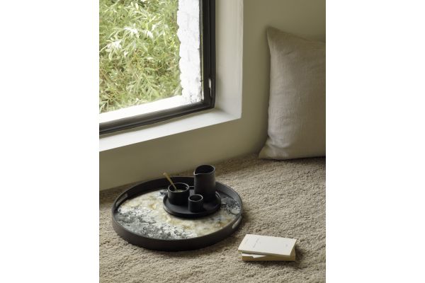 ETHNICRAFT ORGANIC TRAY - GLASS - BLACK - 48x48x4