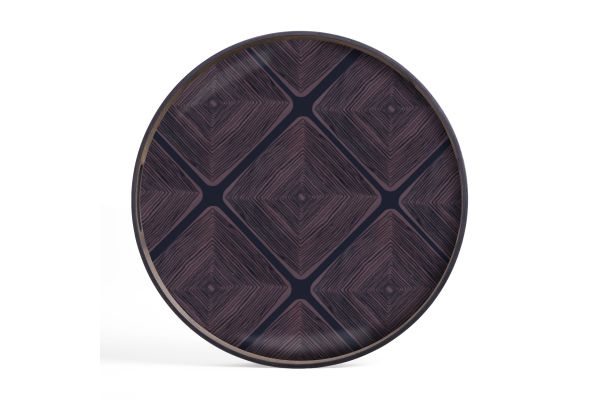 ETHNICRAFT LINEAR SQUARES TRAY- GLASS- MIDNIGHT-48