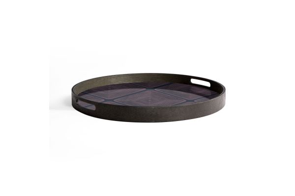 ETHNICRAFT LINEAR SQUARES TRAY- GLASS- MIDNIGHT-48