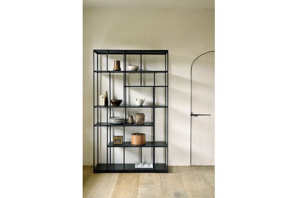 ETHNICRAFT ZWART TEAK STUDIO REK 120x40x205