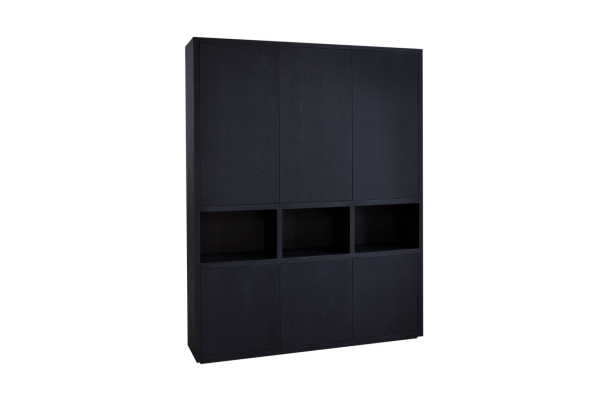 Vakkenkast eiken rustiek 6drs 3vaks PUUR 6drs 3vaks dubbelwandig 4cm/ kast 2delen 230x183x40