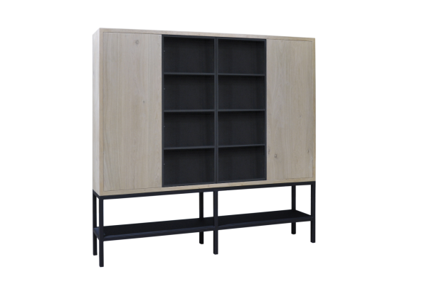 Design Dune Glaskast met zwart stalen onderstel