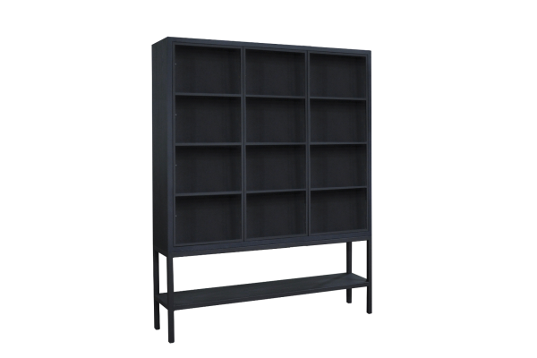 Design Dune Glaskast met zwart stalen onderstel