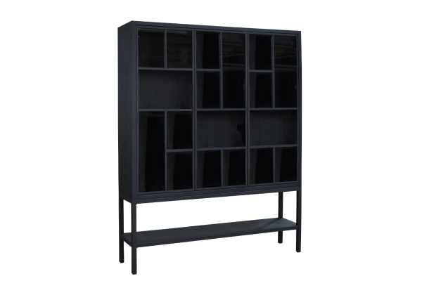 Design Dune Glaskast met zwart stalen onderstel