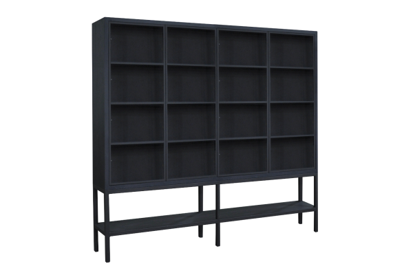 Design Dune Glaskast met zwart stalen onderstel