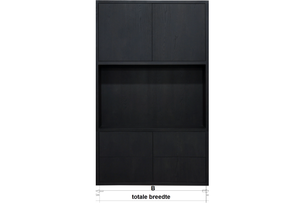 Deel kast 4lade-tv gedeelte-2drs (uit 1geheel)-tv vak 127x80cm 230x135x40