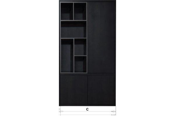 Deel kast 3drs-1drs glas versprongen (uit 1geheel) 230x125x40