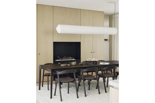 ETHNICRAFT VARNISHED OAK BOK CHAIR BROWN FABRIC