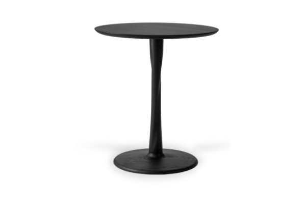 Torsion dining table varnished oak black round