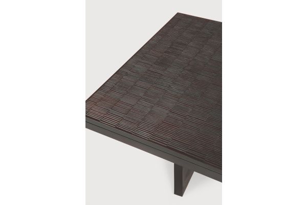 Grooves coffee table - varnished teak - off black