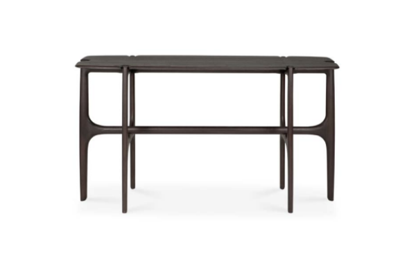 PI console - varnished teak - dark brown - 6 legs