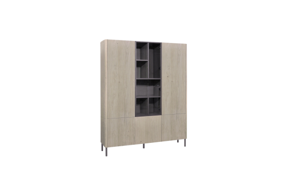 Glaskast eiken MILANO 5drs eiken/ 1drs glas vers