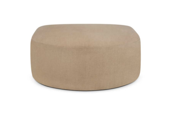 Bulky semi-circle footstool - Light Sepia fabric 