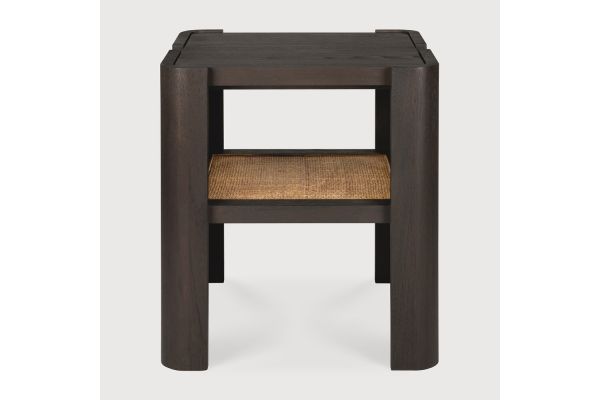 Panel side table varnished teak dark brown