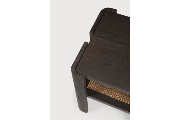 Panel side table varnished teak dark brown