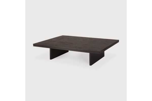 GROOVES COFFEE TABLE - VARNISHED TEAK - OFF BLACK - RECTANGULAR 140 x 110 x 34	     12256