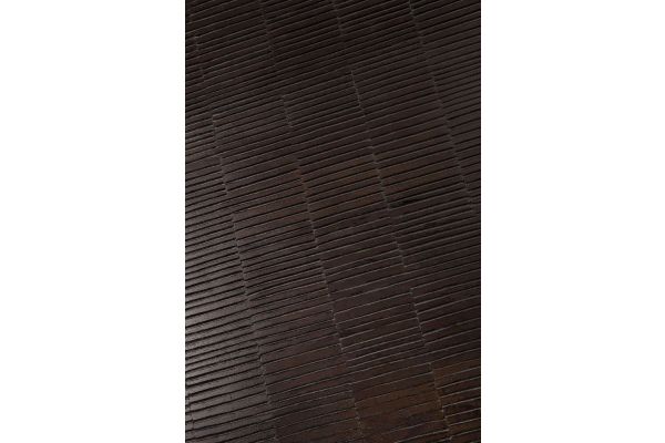 GROOVES COFFEE TABLE - VARNISHED TEAK - OFF BLACK - RECTANGULAR 140 x 110 x 34	     12256