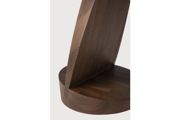 OBLIC SIDE TABLE - VARNISHED TEAK - BROWN - ROUND 