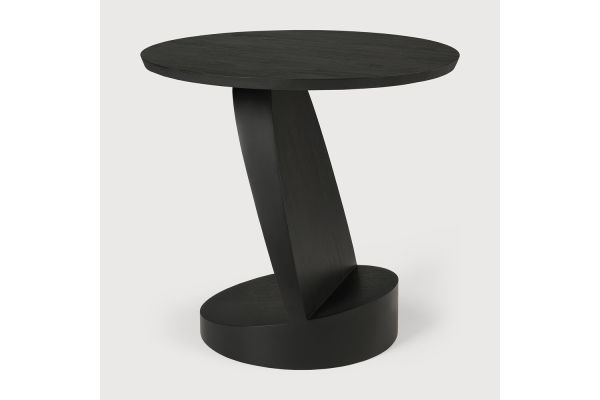 OBLIC SIDE TABLE - VARNISHED TEAK - BROWN - ROUND 