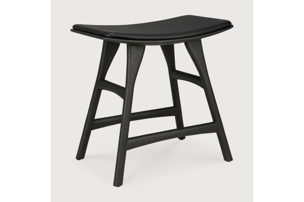 OSSO STOOL - VARNISHED OAK - BLACK - BLACK LEATHER