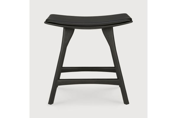 OSSO STOOL - VARNISHED OAK - BLACK - BLACK LEATHER