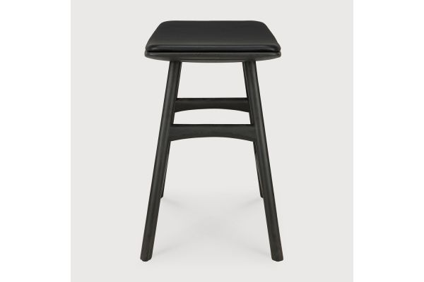 OSSO STOOL - VARNISHED OAK - BLACK - BLACK LEATHER