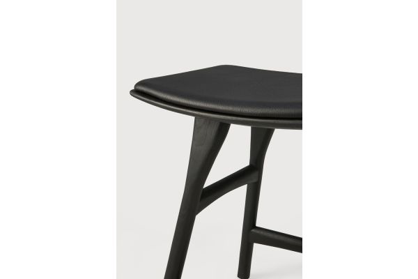 OSSO STOOL - VARNISHED OAK - BLACK - BLACK LEATHER