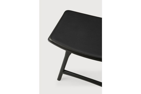 OSSO STOOL - VARNISHED OAK - BLACK - BLACK LEATHER