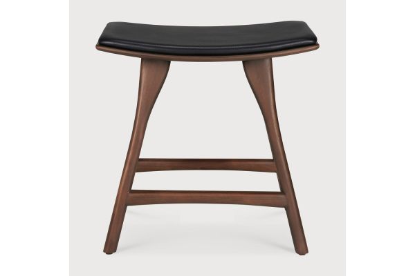 OSSO STOOL - VARNISHED OAK - BROWN - BLACK LEATHER