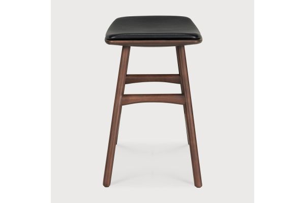 OSSO STOOL - VARNISHED OAK - BROWN - BLACK LEATHER