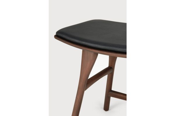 OSSO STOOL - VARNISHED OAK - BROWN - BLACK LEATHER