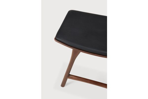 OSSO STOOL - VARNISHED OAK - BROWN - BLACK LEATHER