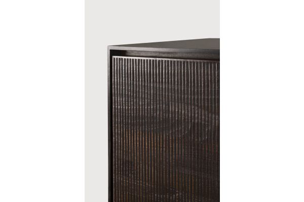 GROOVES TV CUPBOARD - VARNISHED TEAK - OFF BLACK 