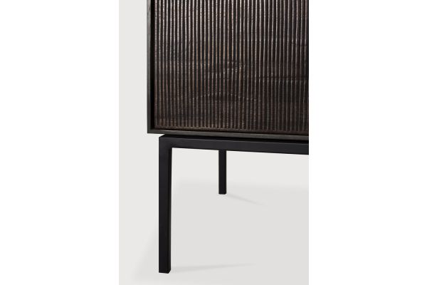 GROOVES TV CUPBOARD - VARNISHED TEAK - OFF BLACK 