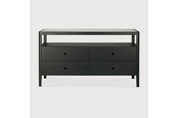 SPINDLE DRESSER - VARNISHED OAK - BLACK - 4 DRAWER