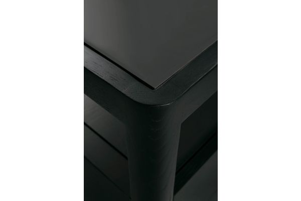 SPINDLE DRESSER - VARNISHED OAK - BLACK - 4 DRAWER