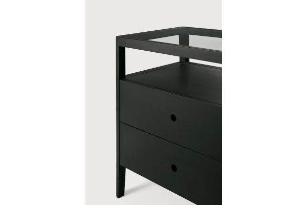 SPINDLE DRESSER - VARNISHED OAK - BLACK - 4 DRAWER