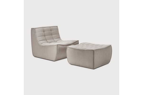 N701 FOOTSTOOL - ECRU ECO FABRIC 70 x 70 x 43	