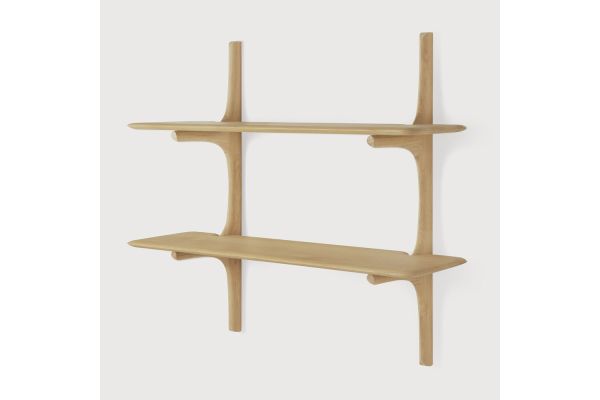PI WALL SHELF - OAK - 2 SHELVES 100 x 35 x 91