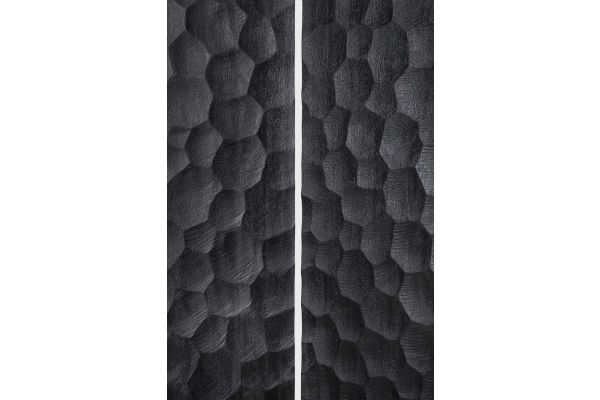 CHOPPED ROOM DIVIDER - VARNISHED MAHOGANY - BLACK 