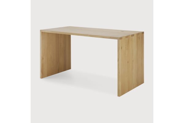 U DESK - VARNISHED OAK - RECTANGULAR - WITH CABLE 