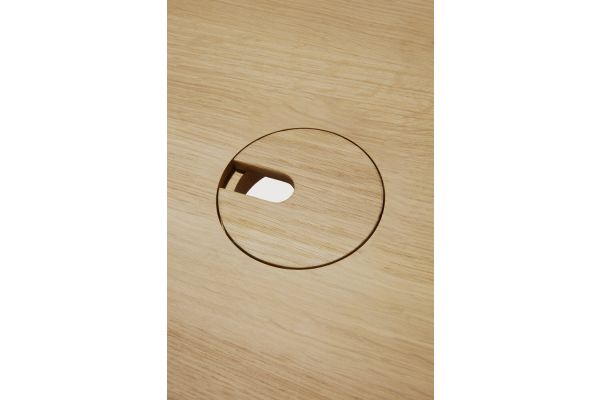 U DESK - VARNISHED OAK - RECTANGULAR - WITH CABLE 