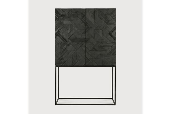 GRAPHIC CUPBOARD - VARNISHED TEAK - BLACK - 2 DOOR
