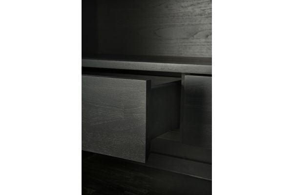 GRAPHIC CUPBOARD - VARNISHED TEAK - BLACK - 2 DOOR