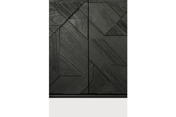 GRAPHIC CUPBOARD - VARNISHED TEAK - BLACK - 2 DOOR
