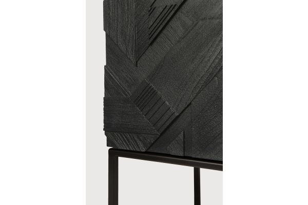 GRAPHIC CUPBOARD - VARNISHED TEAK - BLACK - 2 DOOR