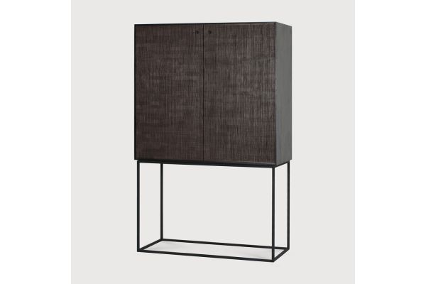 GROOVES CUPBOARD - VARNISHED TEAK - OFF BLACK 