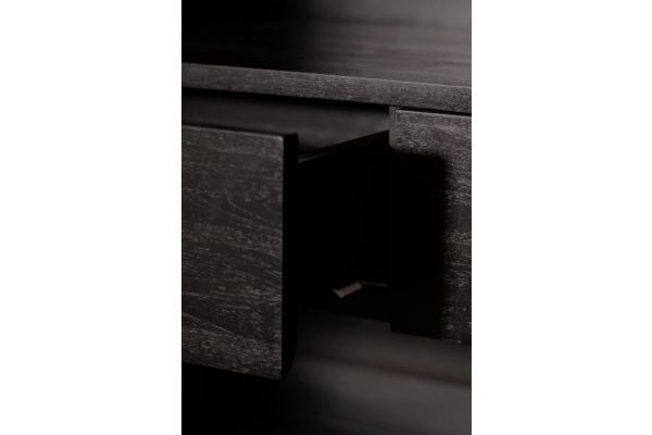 GROOVES CUPBOARD - VARNISHED TEAK - OFF BLACK 