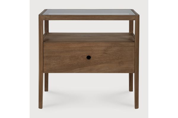 SPINDLE BEDSIDE TABLE - RECLAIMED TEAK - 1 DRAWER 