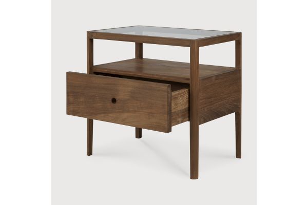 SPINDLE BEDSIDE TABLE - RECLAIMED TEAK - 1 DRAWER 